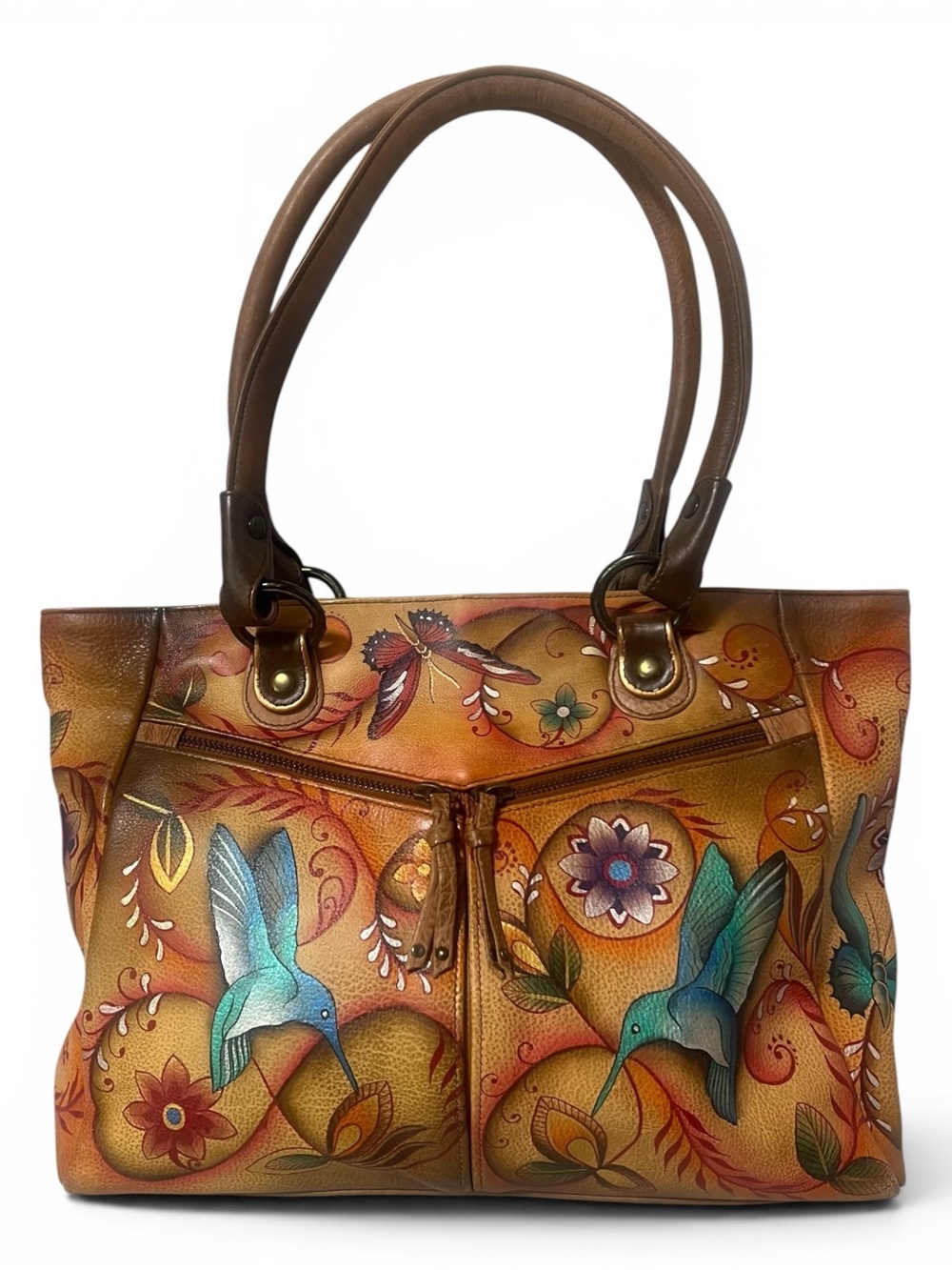 Anuschka Leather Butterfly Shoulder Bag, Womens Handbag, Wearable Art